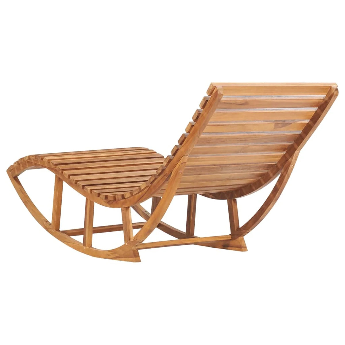 Wooden Rocking Sun Lounger with Green Cushion C897353