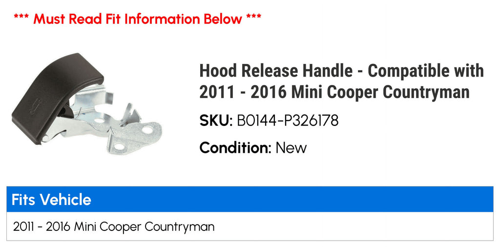 Hood Release Handle for Mini Cooper Countryman L88651