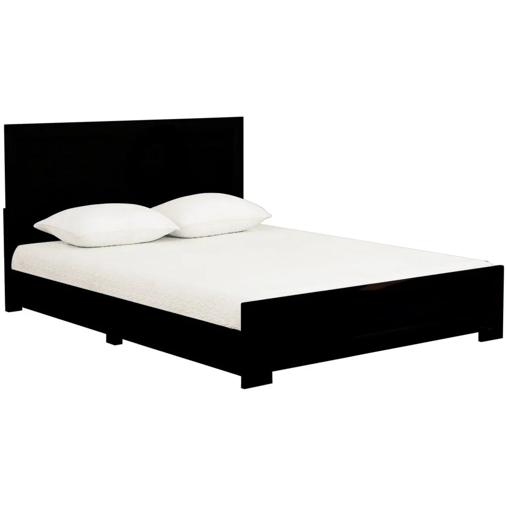Wood Platform Bed Black Queen Size I2048
