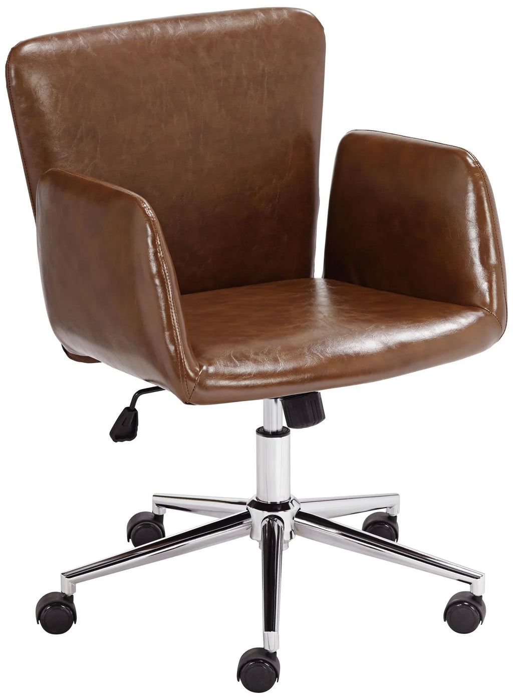Brown Faux Leather Swivel Office Chair N661430