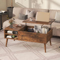 39-Inch Wood Lift Top Coffee Table with Hidden Compartment and Storage Shelf N595