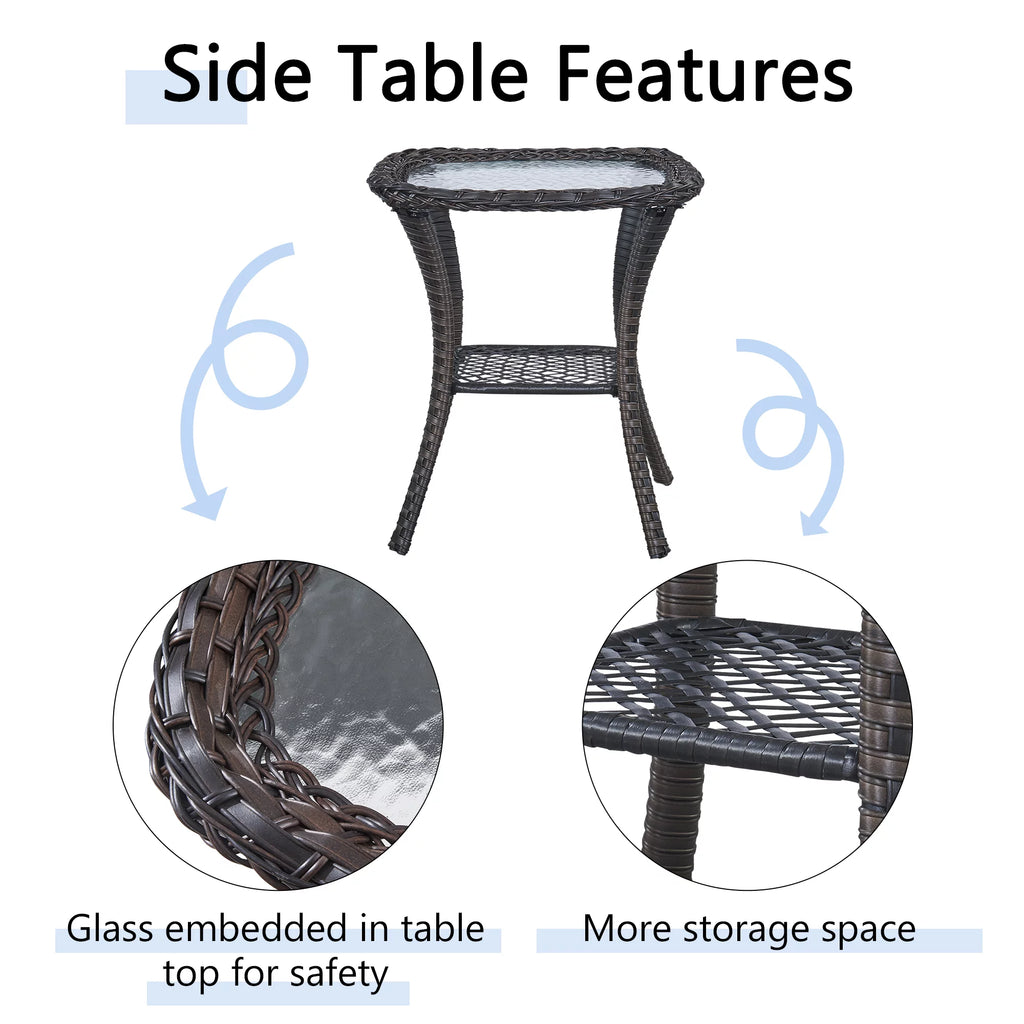 3-Piece Outdoor Swivel Gliders with Side Table Y993