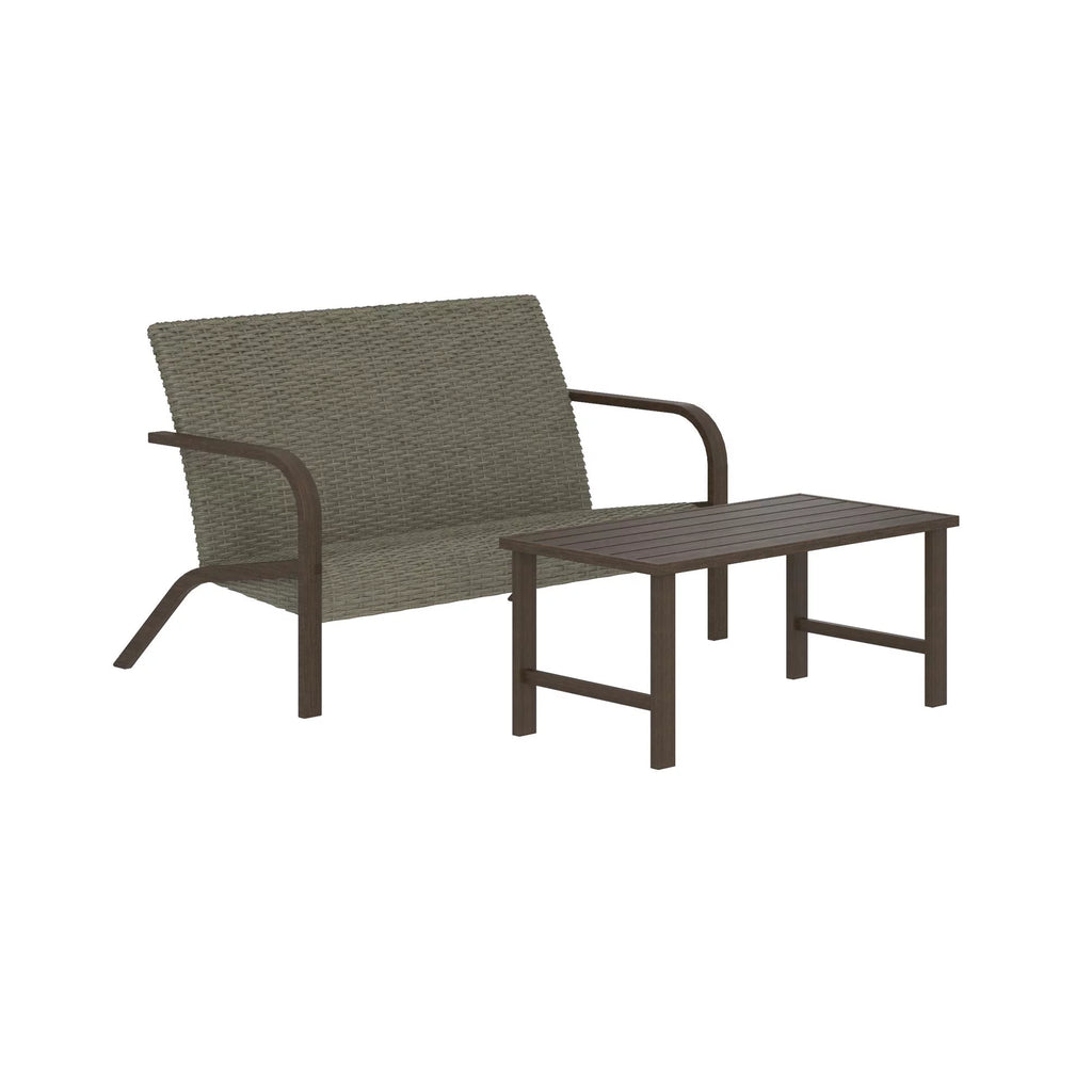Warm Gray Patio Furniture Set Loveseat and Coffee Table M165498