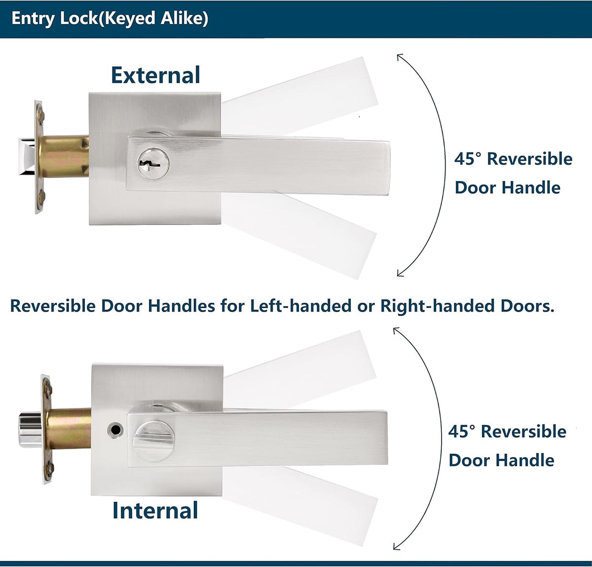 5 Pack Keyed Entry Lever Lock Handle Satin Nickel Finish K5311