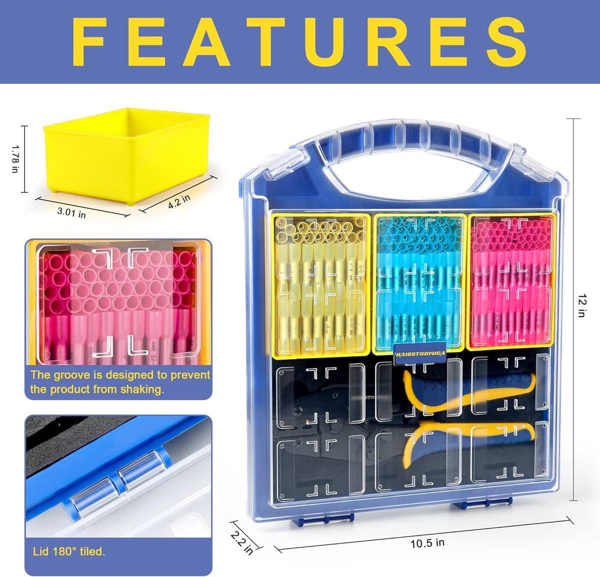 330PCS Heat Shrink Butt Connectors Set, AWG 22-10 Marine Grade Waterproof Electrical Connectors Kit with Crimping Tool K1456