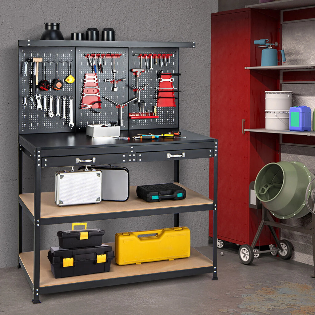 48'' Workbench with Peg Board Hook Kit & Drawers V8807