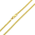 14K Yellow Gold 2.5mm Ball Bead Moon Cut Chain Necklace M2667