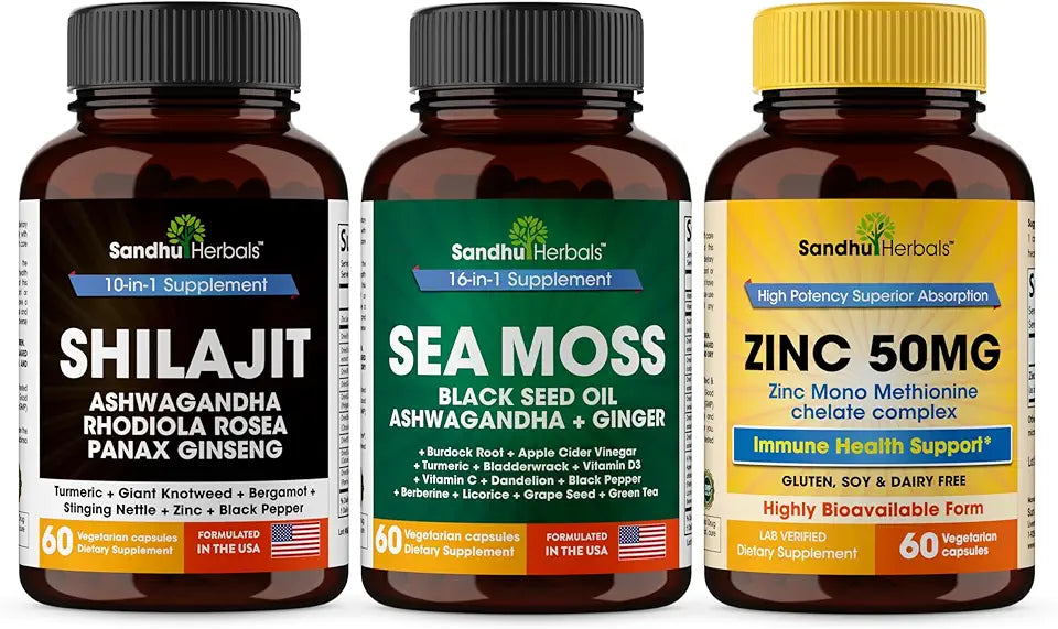 Shilajit, Sea Moss & Zinc 50mg Supplement Combo U324091