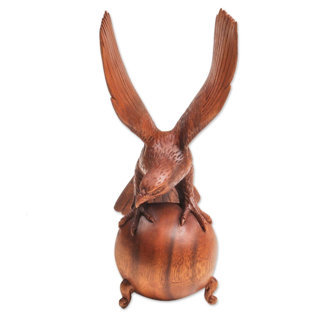 Brown Wood Eagle Sculpture M303