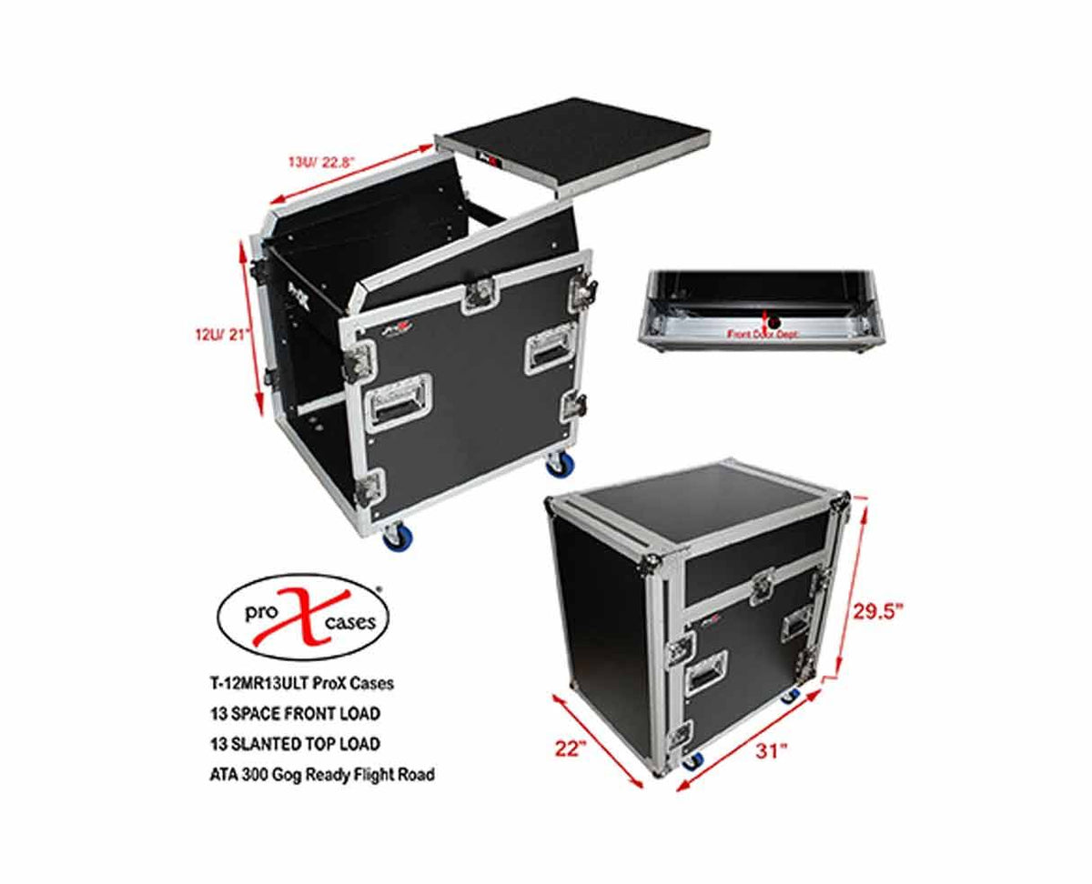 2U Rack 13U Top Mixer DJ Combo Flight Case with Laptop Shelf J106