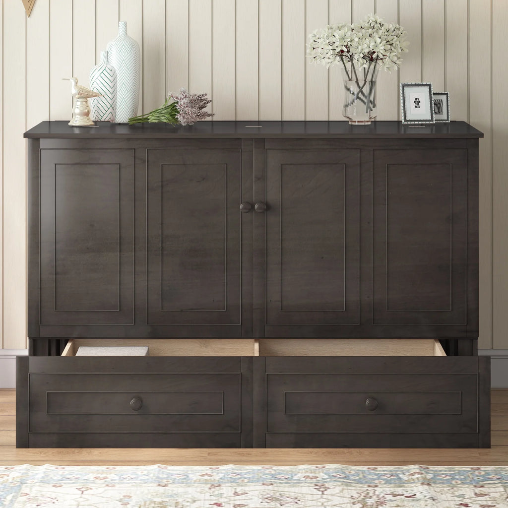 Queen Size Murphy Bed Cabinet with Storage Drawer L3979