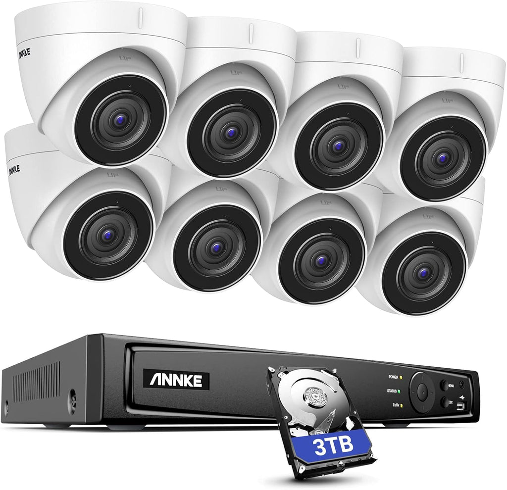 8MP 16 Channel Security Camera System with 8pcs 4K Turret Cameras, 3TB HDD M5116