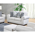 Soft Washed Cream Tweed Loveseat with Four Throw Pillows H388670
