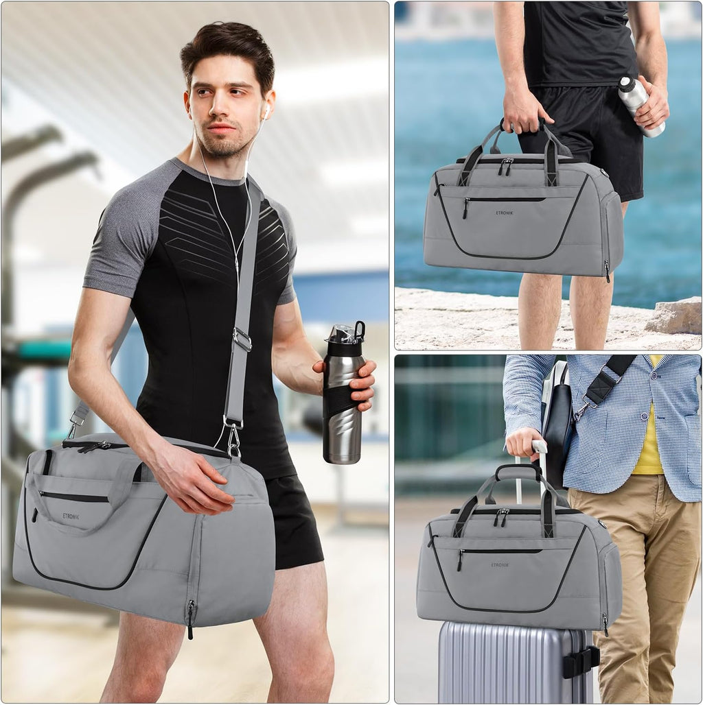 Grey Gym Duffle Bag with Lock and Shoe Compartment R271