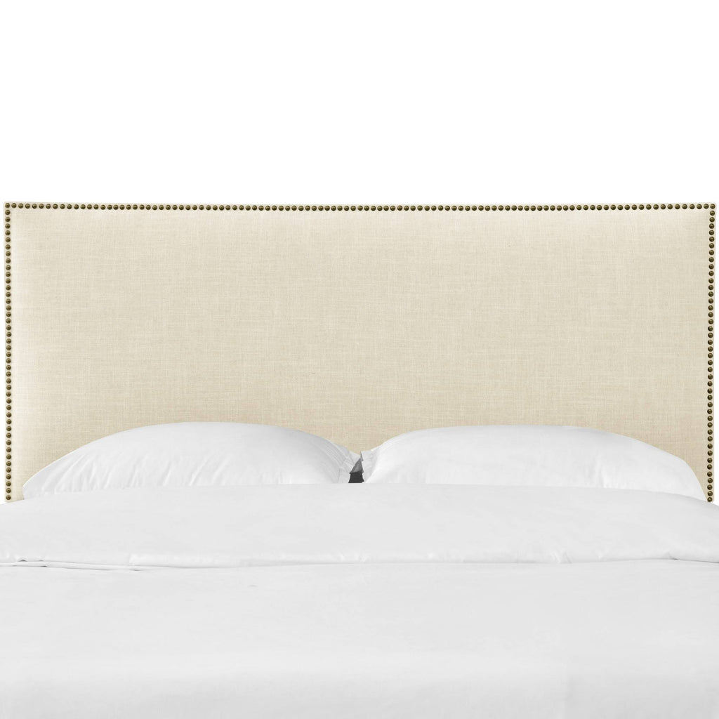 Cream Linen Headboard with Brass Nailbuttons G62792