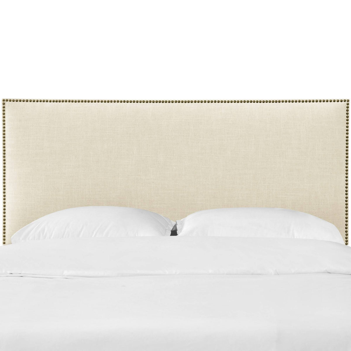 Cream Linen Headboard with Brass Nailbuttons G62792