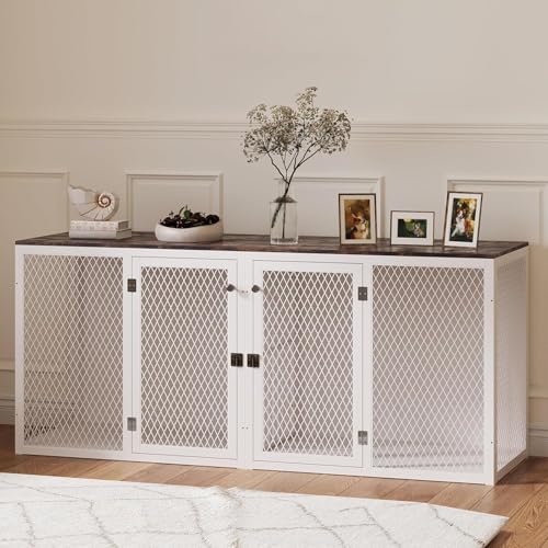 71 Inch Wooden Dog Crate Furniture with Divider W669209