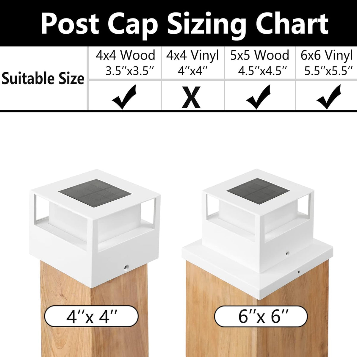 6 Pack White Solar Post Cap Lights W63944