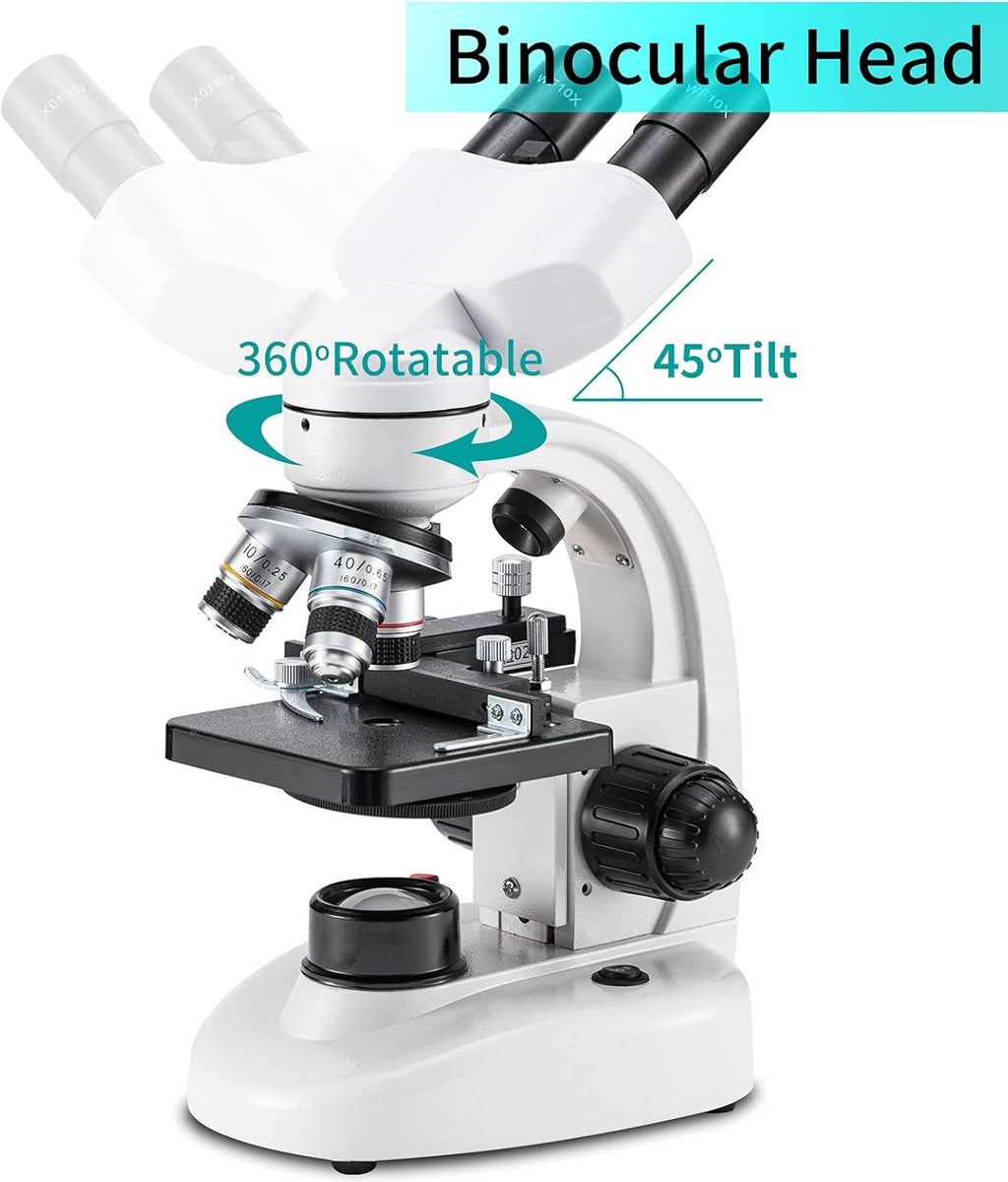 Compound Binocular Microscope, 40X-2000X Magnification, LED Illumination, Two-Layer Mechanical Stage Z8344