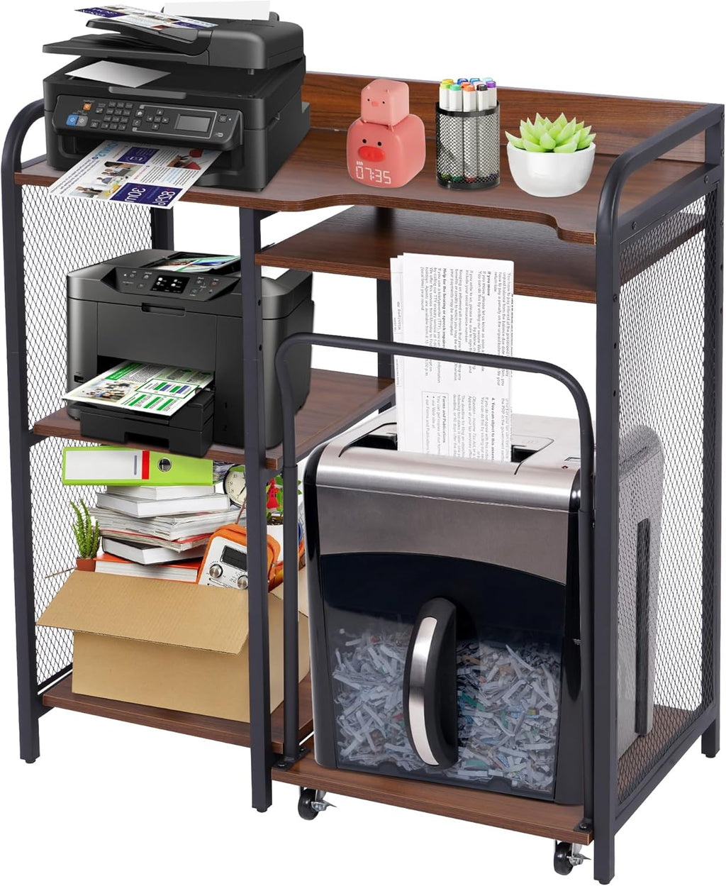 Printer Stand with Storage, 3 Tier Printer Table with Adjustable Storage Rack J5938