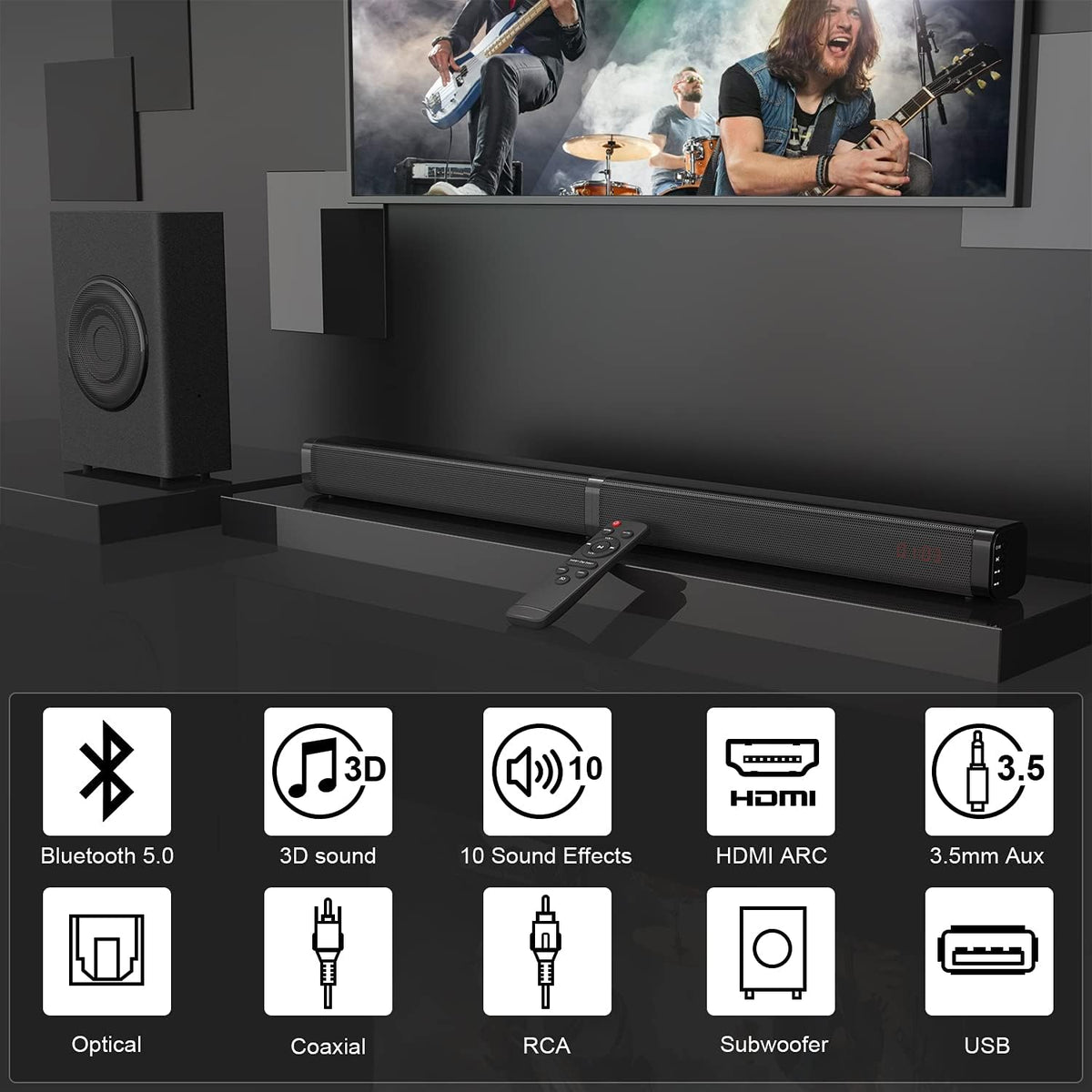 Sound Bars for TV with Subwoofer, 2.1 Channel W551