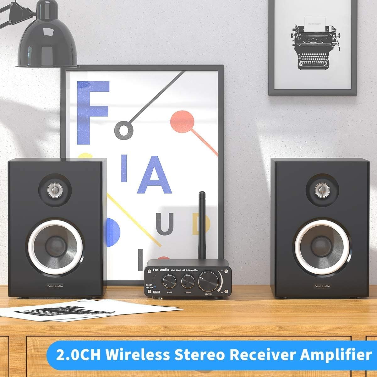 BT10A Bluetooth 5.0 Amplifier 100W 2.0 Channel Mini Stereo Audio Amplifier Receiver Class D Integrated Amp with Power Adapter Pack of 2 D25561