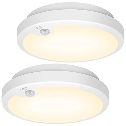 2-Pack Battery Operated Motion Sensor LED Ceiling Lights 3000K 400LM Y216200
