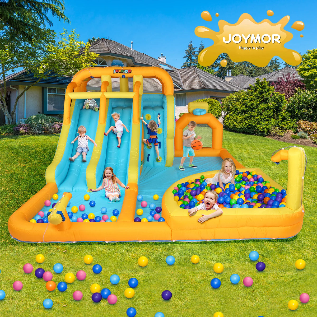 8-in-1 Inflatable Water Slide Park with Splash & Deep Pool N951