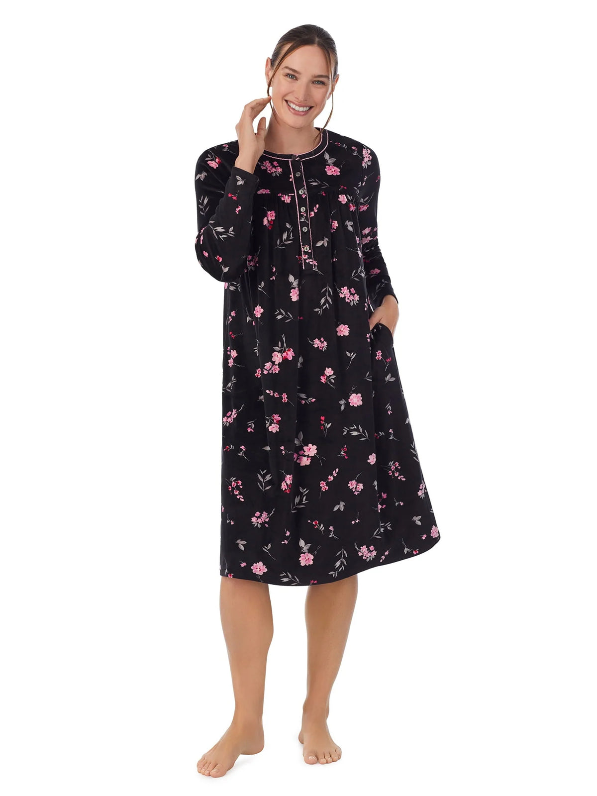 Women's Knit Velour Long Sleeve Nightgown N73857