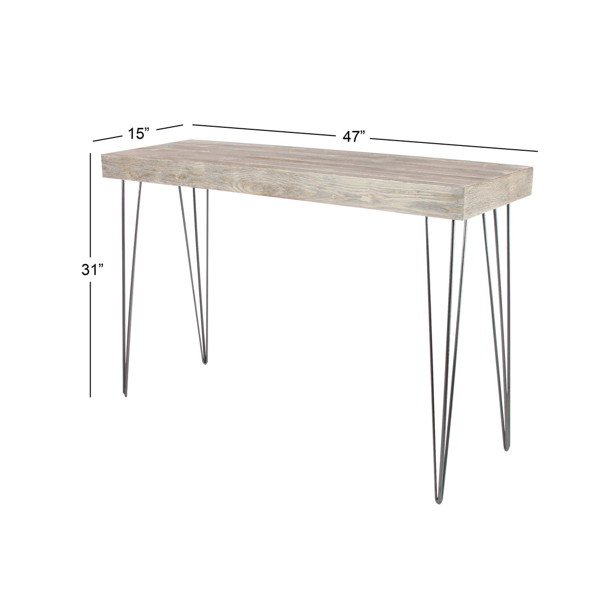 Brown Wood Console Table with Black Metal Hairpin Legs A8589