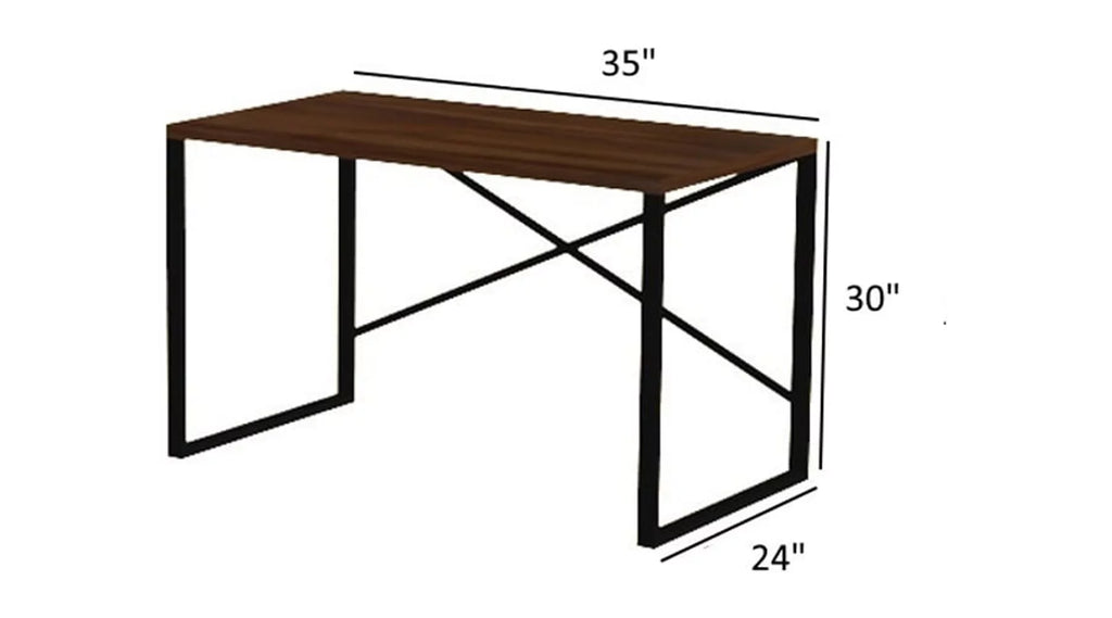 Black Metal Frame Wooden Top Writing and Computer Desk R27890