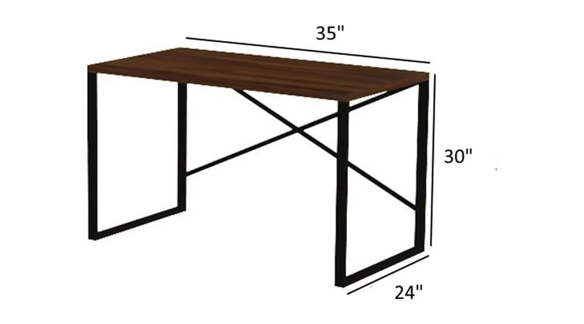 Black Metal Frame Wooden Top Writing and Computer Desk R27890
