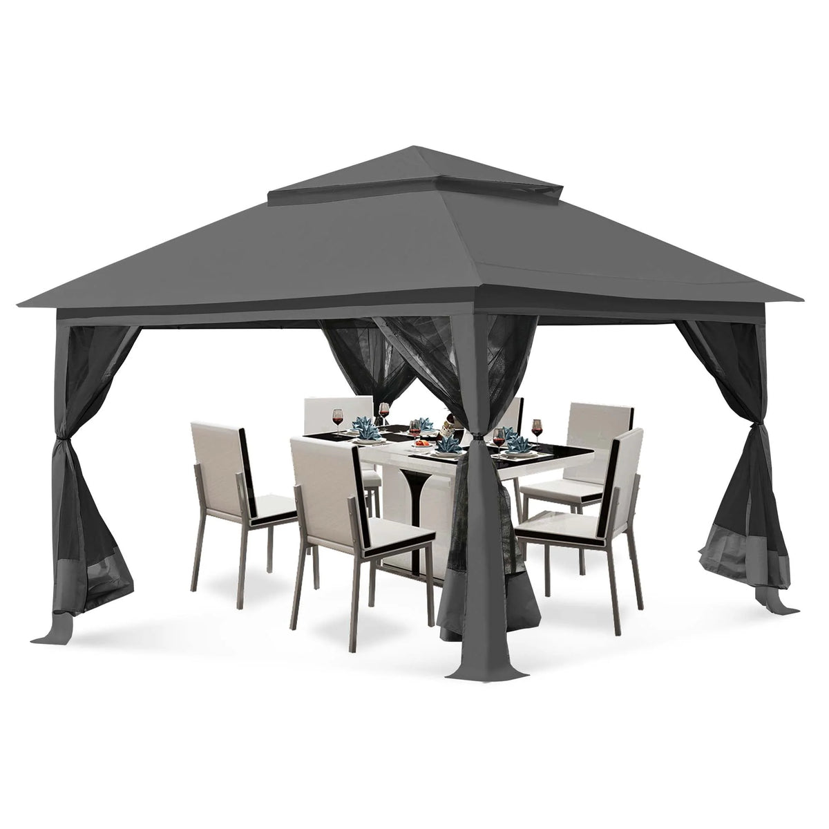 13 x 13 ft Pop up Gazebo Canopy Shelter with Mosquito Netting F72853