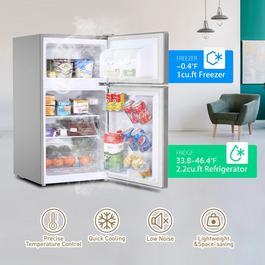 Silver 3.0 Cu.Ft Mini Refrigerator with Freezer N94478