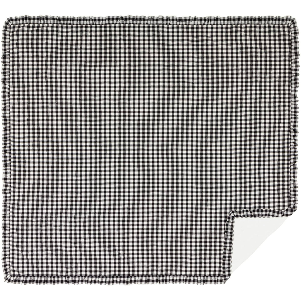 Black Check Ruffled Farmhouse Quilt Coverlet King U509647
