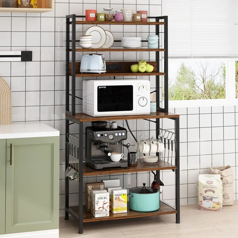 Vintage Kitchen Baker's Rack with Outlets Q640