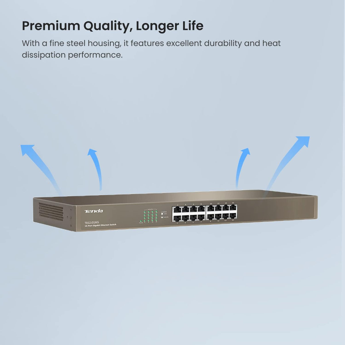 16-Port Gigabit Ethernet Switch Metal Fanless Unmanaged Pack of 2 X70264
