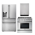 36 Propane Gas Range, Refrigerator with Water and Ice Dispenser, Dishwasher S722