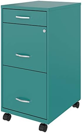 Red 3 Drawer Metal Mobile File Cabinet with Lock R20737