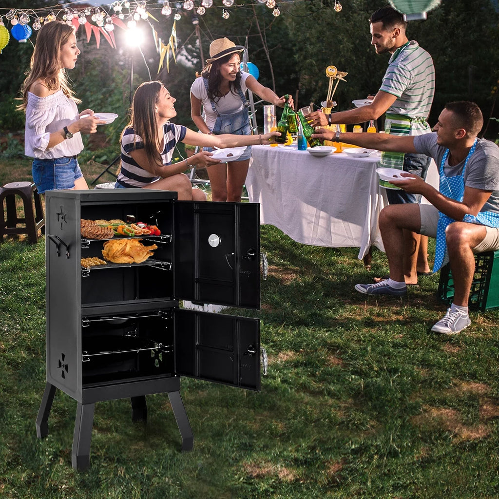 Vertical Charcoal Smoker BBQ Grill with Temperature Gauge M523