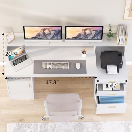 Black Computer Desk with 3 Drawer and Storage Shelves K2916