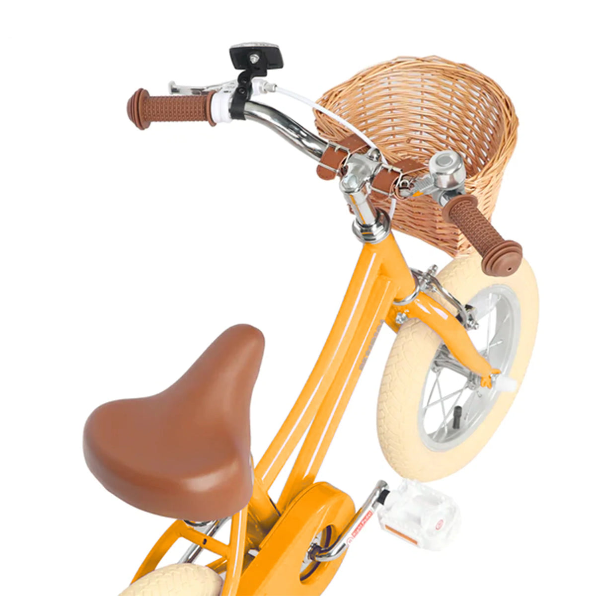 18 Inch Child Bicycle with Basket, Bell, & Training Wheels, Yellow O521062