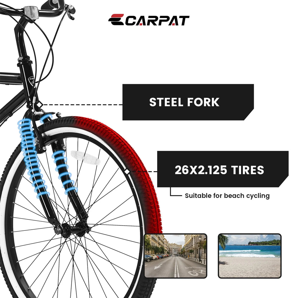 7 Speed Adult Beach Cruiser Bike 26 Wheels Y580561