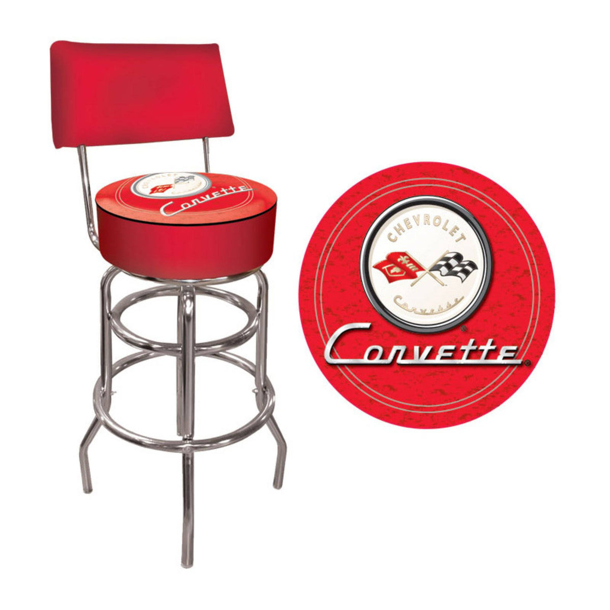 Red Padded Bar Stool with Back X799