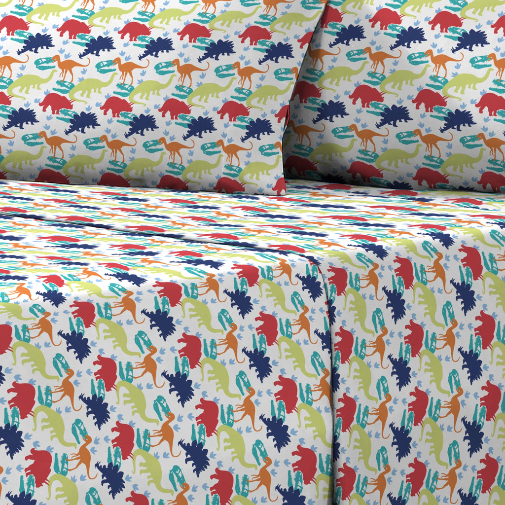 Blue Dinosaur Polyester Microfiber Twin 3 Pieces Sheet Sets G444067
