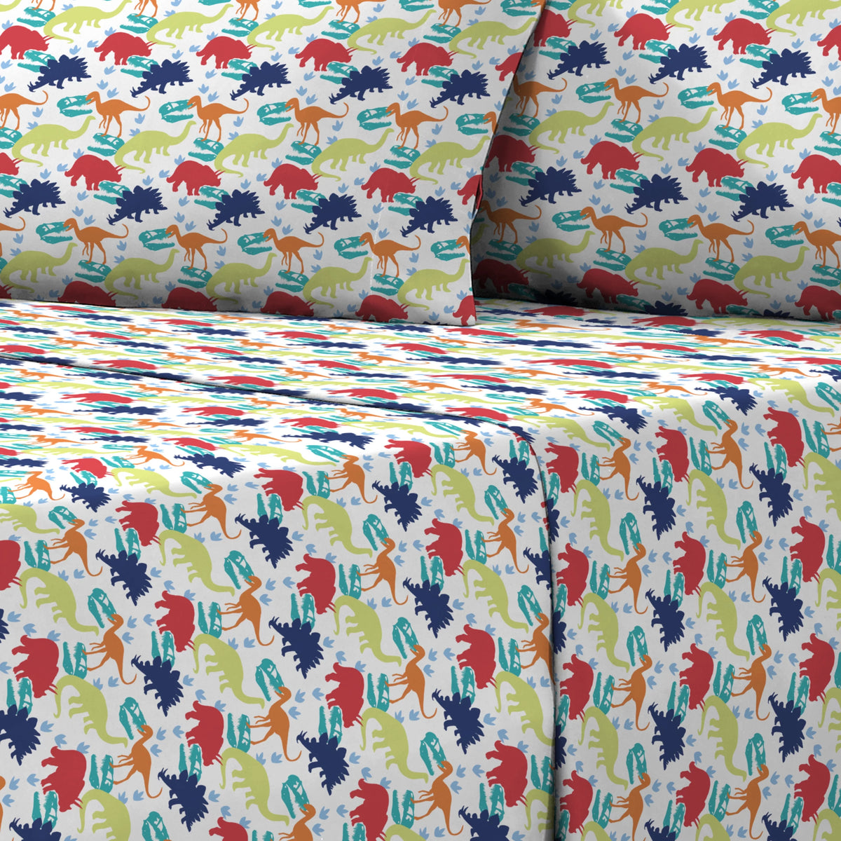 Blue Dinosaur Polyester Microfiber Twin 3 Pieces Sheet Sets G444067