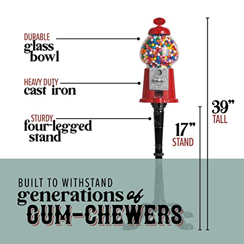 15 Inch Candy Dispenser with Stand Durable Aluminum Frame Includes 2lbs Bag of Gumballs 0.62 Inch Gumballs P358217