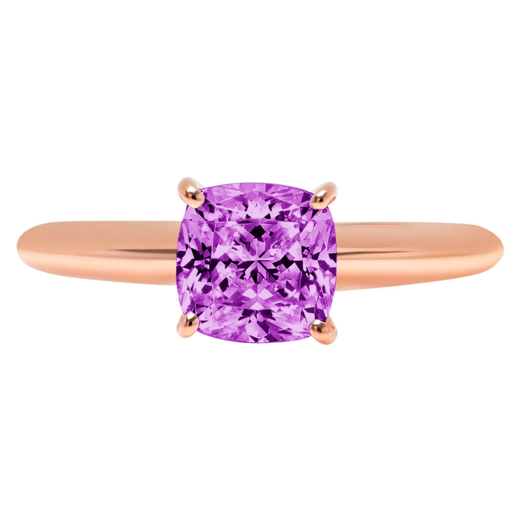 Cushion Cut Simulated Alexandrite 18k Rose Gold Ring Size 3.75 P902081