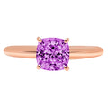 Cushion Cut Simulated Alexandrite 18k Rose Gold Ring Size 3.75 P902081