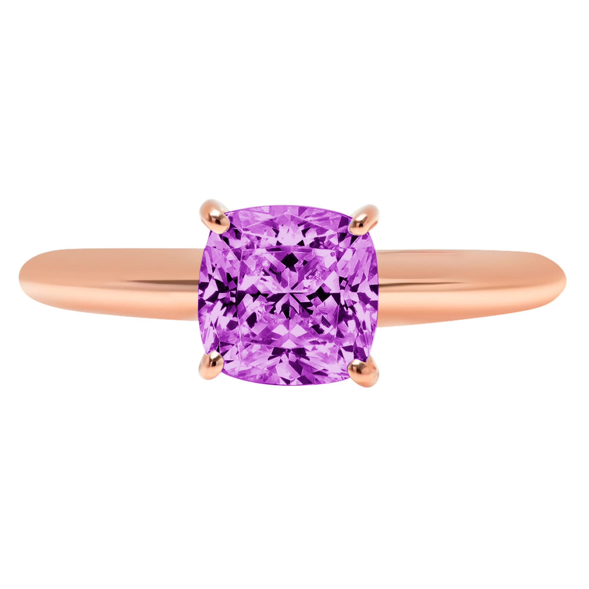 Cushion Cut Simulated Alexandrite 18k Rose Gold Ring Size 3.75 P902081